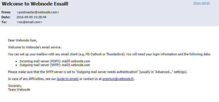 Добавление веб-почты Webnode в Mozilla Thunderbird